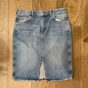 Pilcro and the Letterpress Distressed Denim Skirt